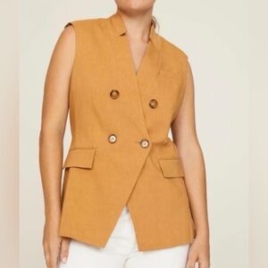 Veronica Beard Tan Double-Breasted Vest